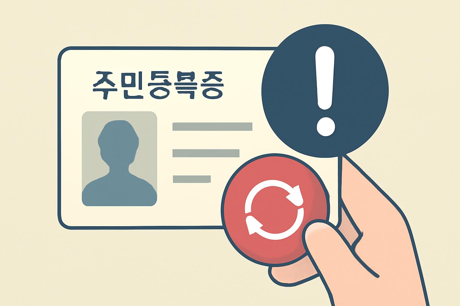 주민등록증 재발급이 필요한 상황을 안내하는 생활 행정 서비스 대표 이미지입니다.